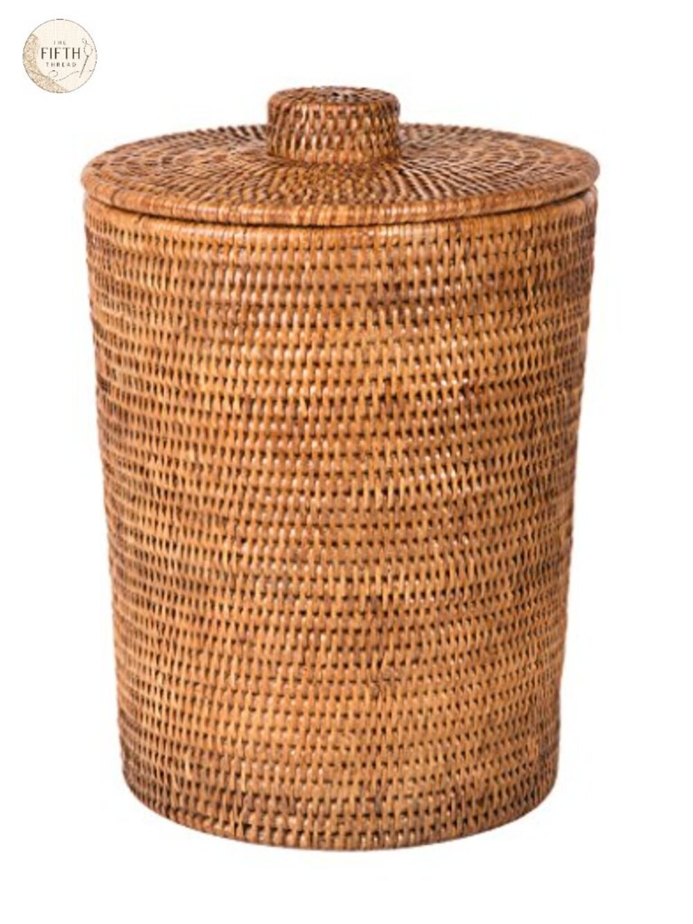 Handwoven Rattan Waste Basket with Lid, Removable Plastic Insert, 3.25 Gal